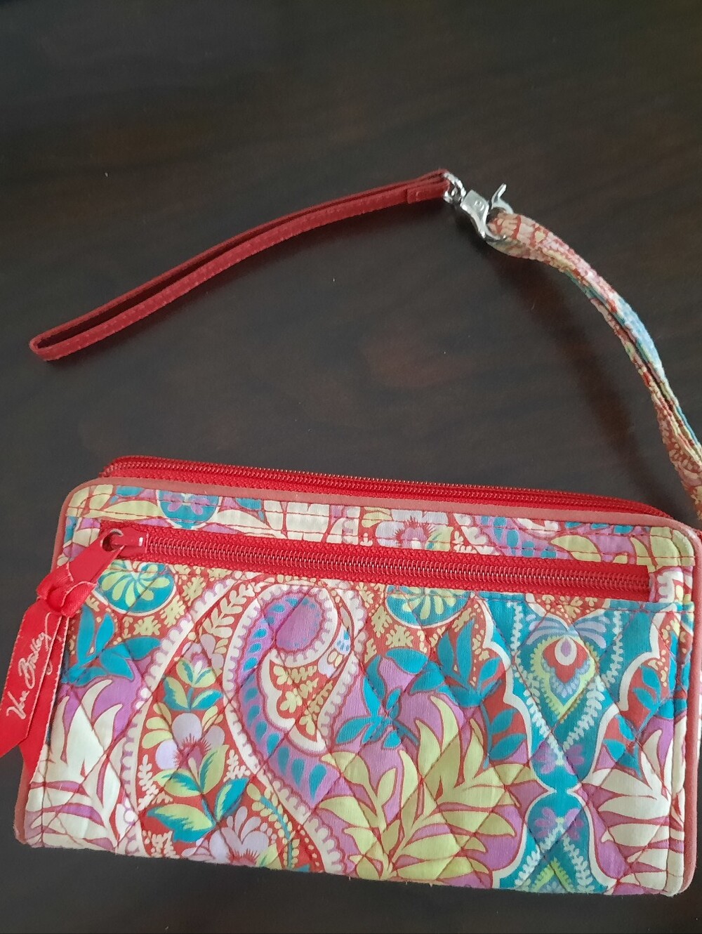 Vera Bradley Red Multi-Color Quilted Wristlet Wallet